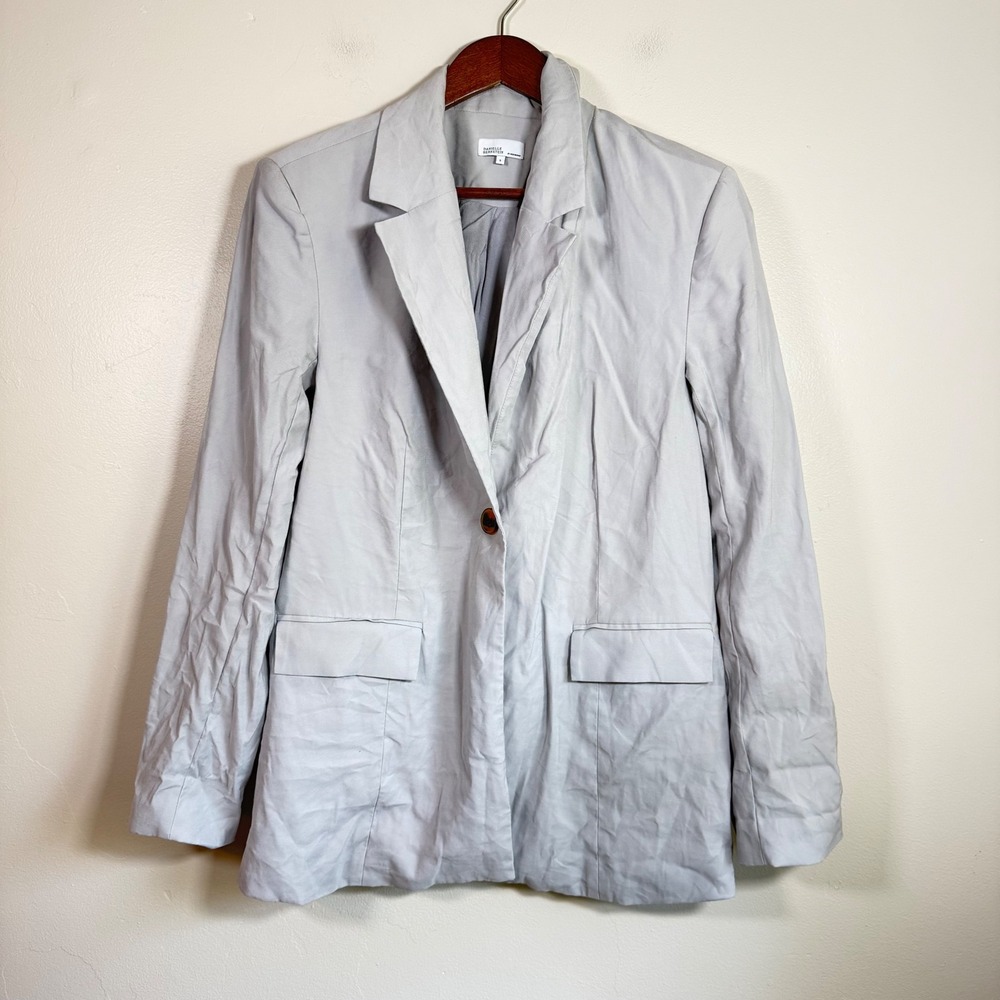 Danielle Bernstein WeWoreWhat Single Button Relaxed Blazer Size S Light Grey